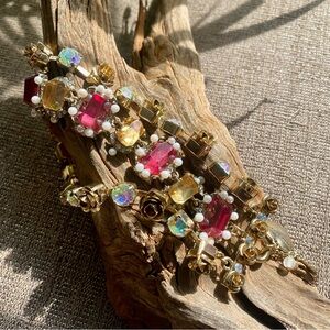 Betsey Johnson Romantic Gold Rose Jeweled Bracelet